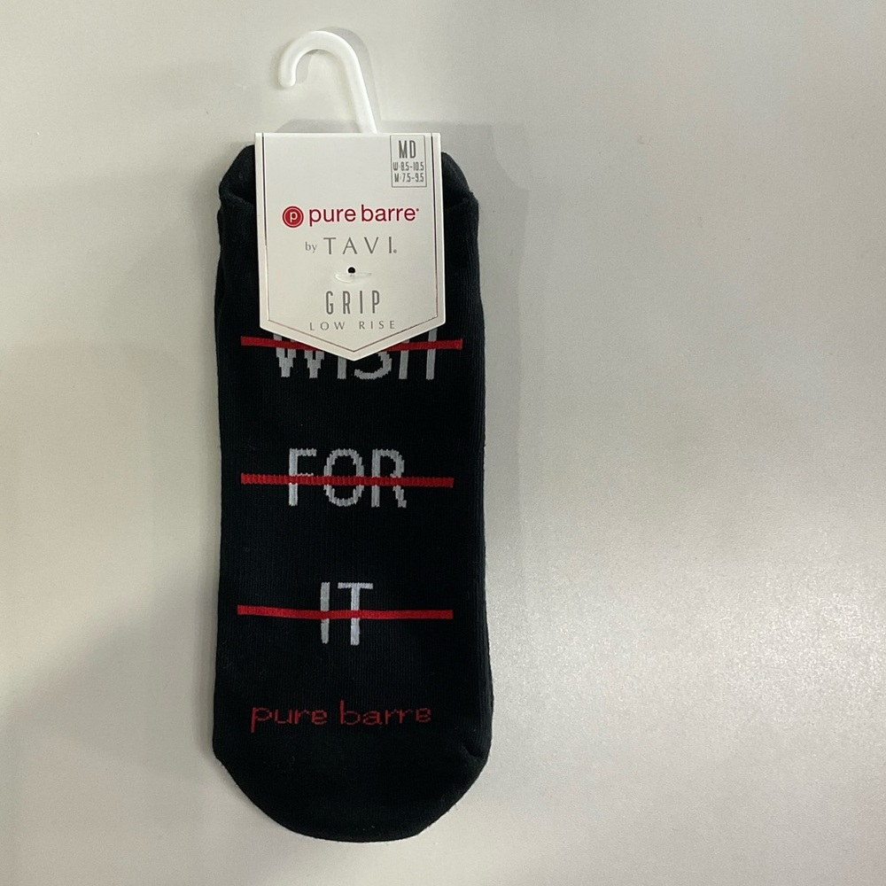Pure Barre Black Grip Socks with Red Accents